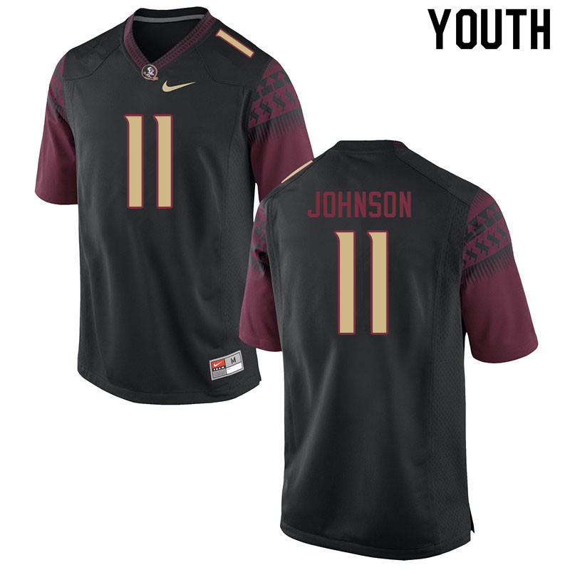 Youth #11 Jermaine Johnson Florida State Seminoles College Football Jerseys Sale-Black